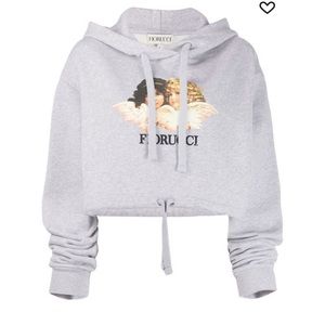 Fiorucci vintage angels hoodie grey cropped S